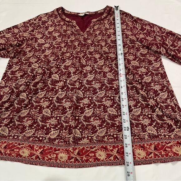 Lucky Brand Bohemian Artsy Flowy Lightweight 3/4 Sleeve Blouse Top Plus Size 2x - Picture 8 of 8